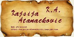 Kajsija Atanacković vizit kartica